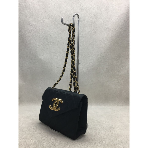 Chanel Plain Silk Chain Shoulder Bag Black - Picture 2 of 6